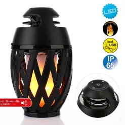 Näve Lampe de table LED 'Muna' avec haut-parleur Bluetooth pour l'extérieur, en plastique noir, avec LED intégrée, hauteur 16,5 cm