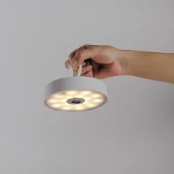 Näve Baladeuse-Lampe de table LED rechargeable magnétique 'ELLA' pour l'extérieur et l'intérieur, en métal et plastique blanc , hauteur 35 cm