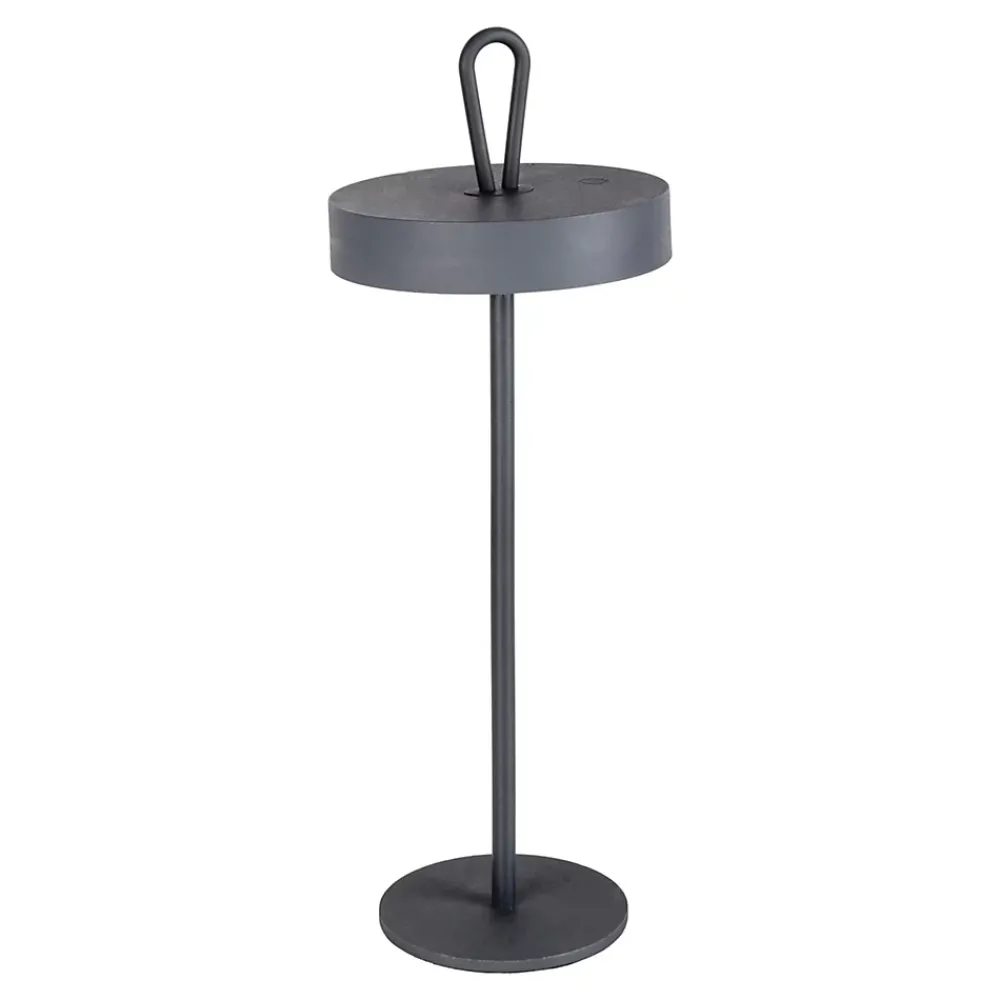 Näve Baladeuse-Lampe de table LED rechargeable magnétique 'ELLA' pour l'extérieur et l'intérieur, en métal et plastique gris, hauteur 35 cm
