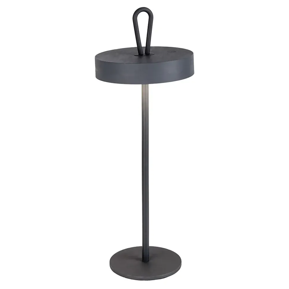 Näve Baladeuse-Lampe de table LED rechargeable magnétique 'ELLA' pour l'extérieur et l'intérieur, en métal et plastique gris, hauteur 35 cm