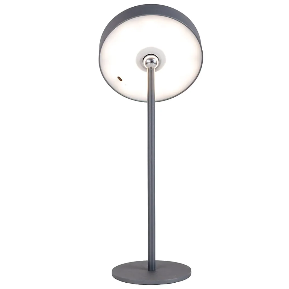 Näve Baladeuse-Lampe de table LED rechargeable magnétique 'ELLA' pour l'extérieur et l'intérieur, en métal et plastique gris, hauteur 35 cm