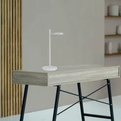 Näve Lampe de table LED rechargeable LUPA 45cm aluminium blanc et plastique blanc LED intégrées intensité variable capteur tactile