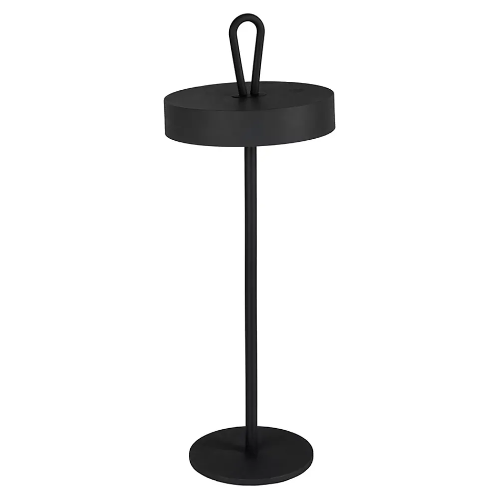 Näve Lampe de table LED rechargeable magnétique 'ELLA' pour l'extérieur et l'intérieur, en métal et plastique noir, hauteur 35 cm