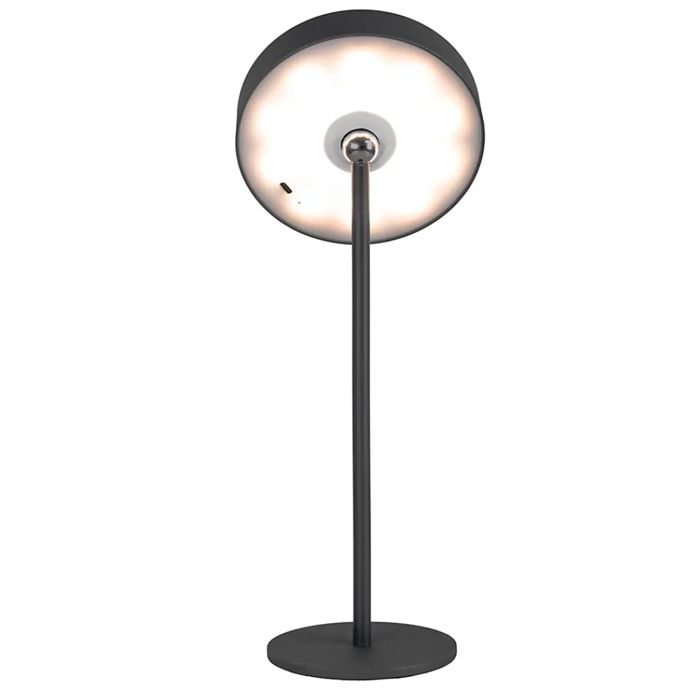 Näve Lampe de table LED rechargeable magnétique 'ELLA' pour l'extérieur et l'intérieur, en métal et plastique noir, hauteur 35 cm