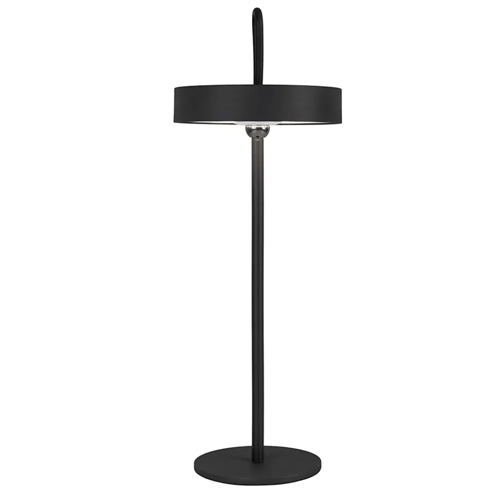 Näve Lampe de table LED rechargeable magnétique 'ELLA' pour l'extérieur et l'intérieur, en métal et plastique noir, hauteur 35 cm