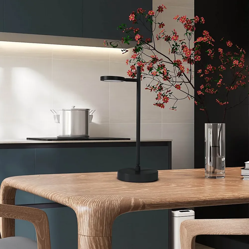 Näve Lampe de table LED rechargeable LUPA 45cm aluminium noir et plastique blanc LED intégrées intensité variable capteur tactile