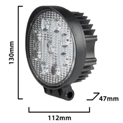 Stak Lampe de travail ronde 12/24 V, 27 W et 1 800 lumens, IP67. Noir
