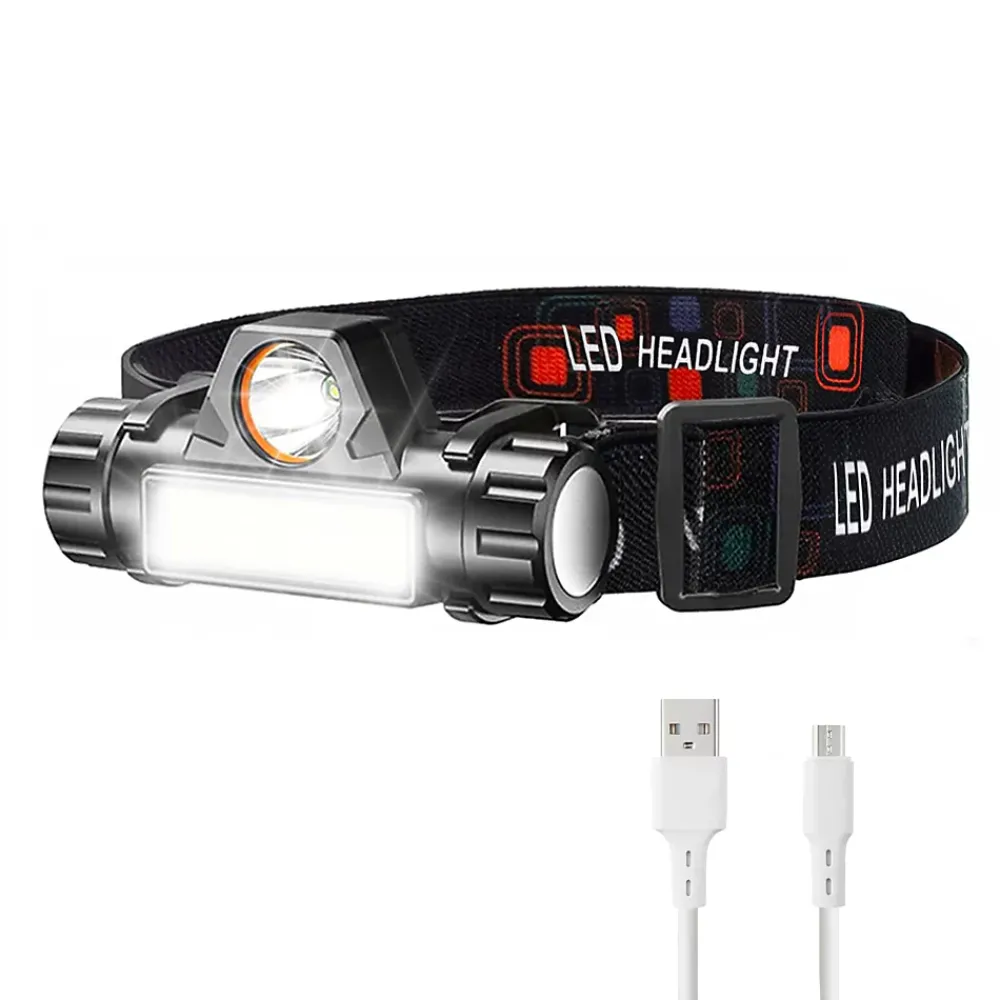 Fishtec Lampe Frontale Torche Détachable Recharge USB Boîtier Orientable