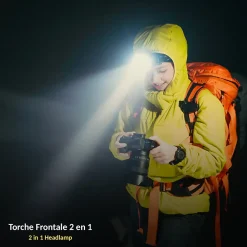 Fishtec Lampe Frontale Torche Détachable Recharge USB Boîtier Orientable