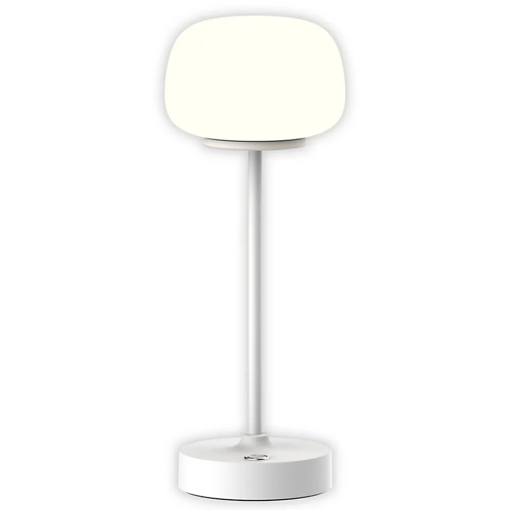 Näve Baladeuse-Lampe LED à accu/de table 'PINA' 30 cm de haut, en métal (blanc) et verre (blanc), LEDs intégrés, blanc chaud