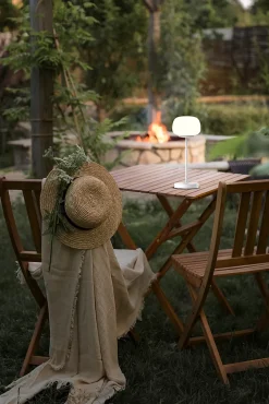 Näve Baladeuse-Lampe LED à accu/de table 'PINA' 30 cm de haut, en métal (blanc) et verre (blanc), LEDs intégrés, blanc chaud