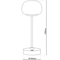 Näve Baladeuse-Lampe LED à accu/de table 'PINA' 30 cm de haut, en métal (blanc) et verre (blanc), LEDs intégrés, blanc chaud