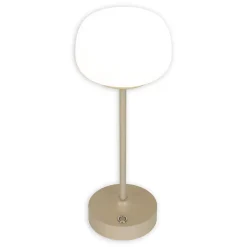 Näve Baladeuse-Lampe LED à accu/de table 'PINA' 30 cm de haut, en métal (beige) et verre (blanc), LEDs intégrés, blanc chaud