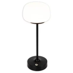 Näve Baladeuse-Lampe LED à accu/de table 'PINA' 30 cm de haut, en métal (noir) et verre (blanc), LEDs intégrés, blanc chaud