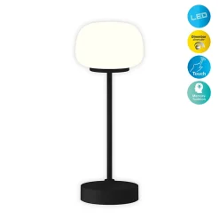 Näve Baladeuse-Lampe LED à accu/de table 'PINA' 30 cm de haut, en métal (noir) et verre (blanc), LEDs intégrés, blanc chaud