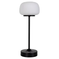 Näve Baladeuse-Lampe LED à accu/de table 'PINA' 30 cm de haut, en métal (noir) et verre (blanc), LEDs intégrés, blanc chaud