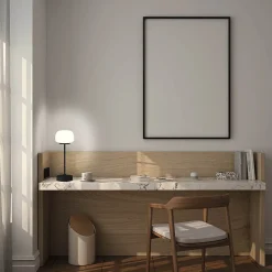 Näve Baladeuse-Lampe LED à accu/de table 'PINA' 30 cm de haut, en métal (noir) et verre (blanc), LEDs intégrés, blanc chaud