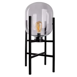 Näve Lampe LED sur socle 'LORA' hauteur 58 cm, en métal et verre, en métal noir et verre clair, pour l'intérieur et l'extérieur
