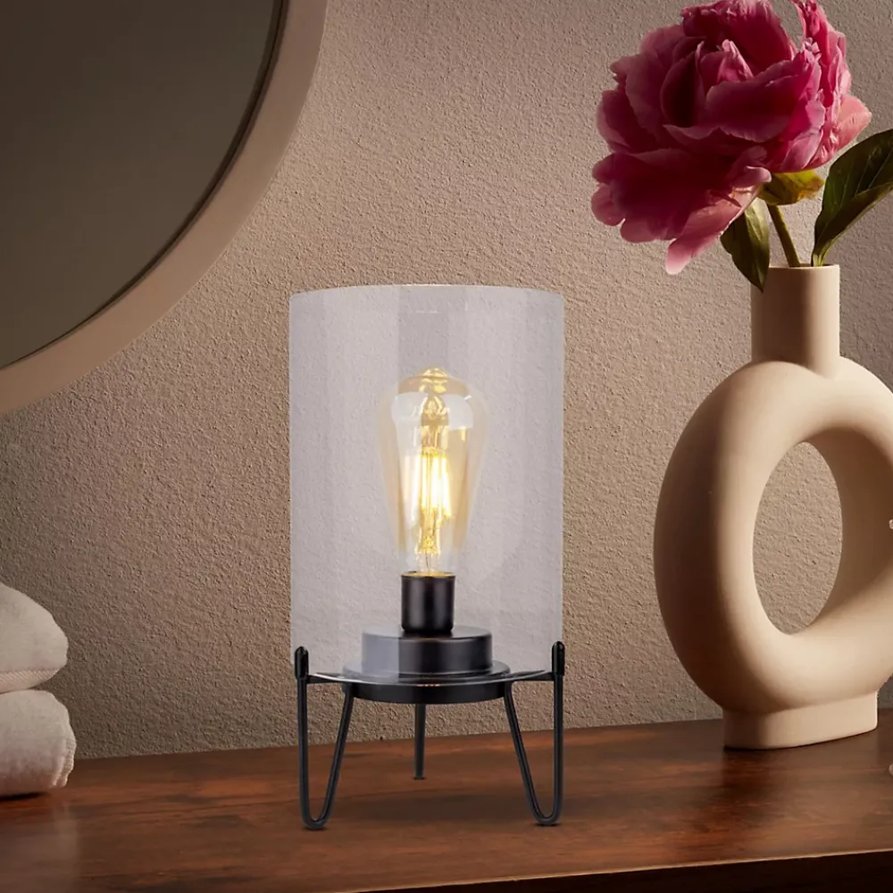Näve Lampe à piles 'LONNA' lampe de table pour l'extérieur, métal et verre, en noir, hauteur 28,5 cm