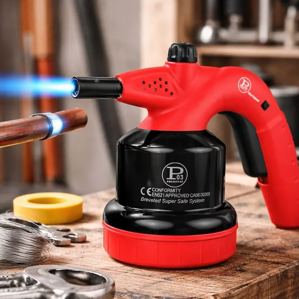 Proweltek Lampe À Souder-Lampe à souder à gaz 1350-C avec Système de gachette Breveté - Allumage Auto Sécurisé, Cartouche gaz 190g