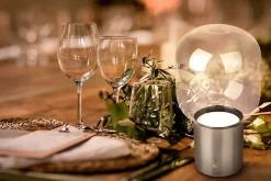 Näve Baladeuse-Lampe table accu ALBERO métal chromé verre LED fixes dimmable capteur tactile hauteur 25cm