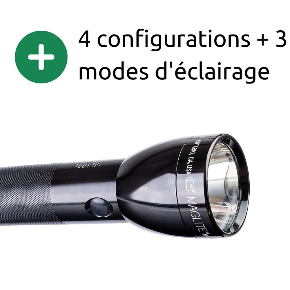 Maglite Lampe torche LED ML300L - IPX4 - 2 piles type D - 487 lumens - 23.1cm - Noir -