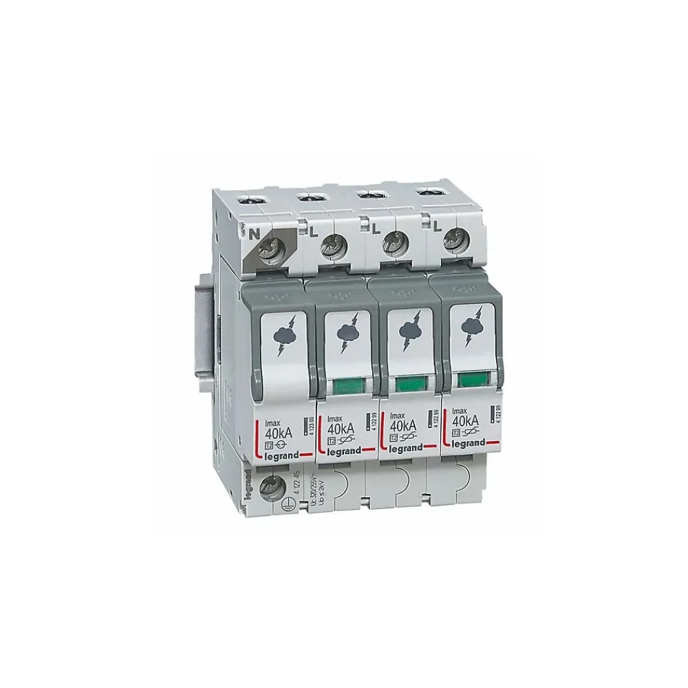 Legrand 412245 - Parafoudre Triphasé + Neutre De Type 2 Débrochable - 40ka - Report De Signalisation