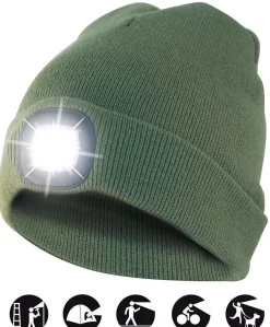 Velamp LIGHTHOUSE : Bonnet avec frontale LED rechargeable. Vert