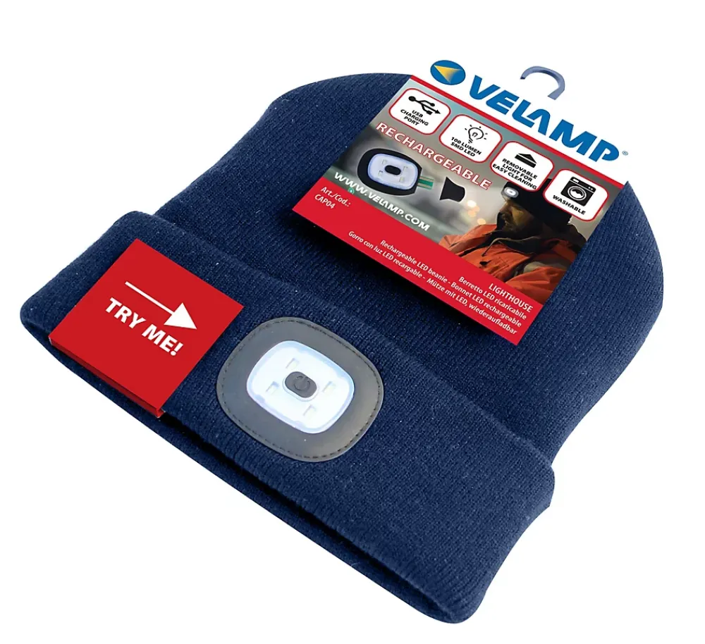 Velamp LIGHTHOUSE : Bonnet avec frontale LED rechargeable. Bleu