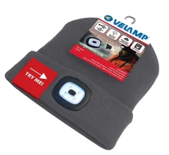 Velamp LIGHTHOUSE : Bonnet avec frontale LED rechargeable. Gris foncé