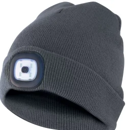 Velamp LIGHTHOUSE : Bonnet avec frontale LED rechargeable. Gris foncé