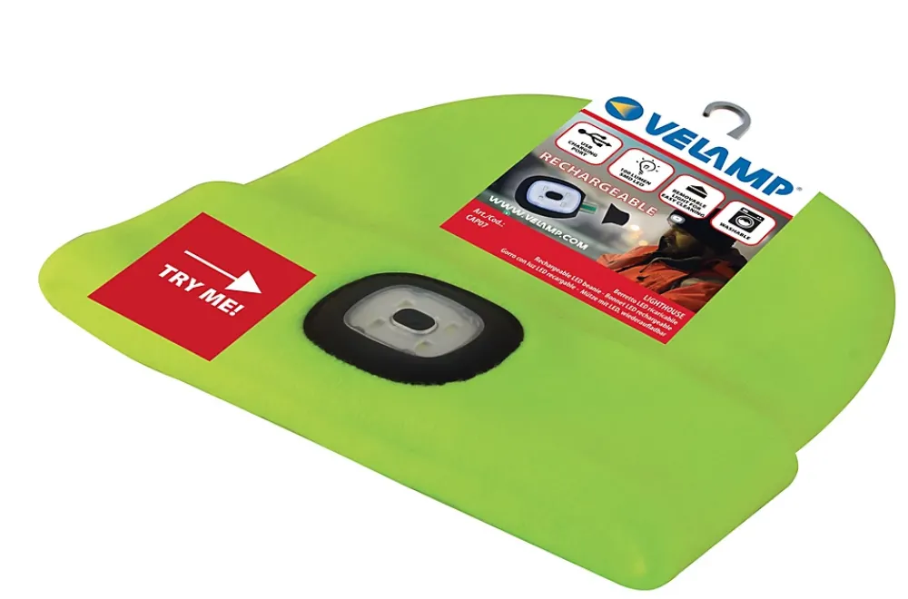 Velamp LIGHTHOUSE : Bonnet avec frontale LED rechargeable. Jaune fluo