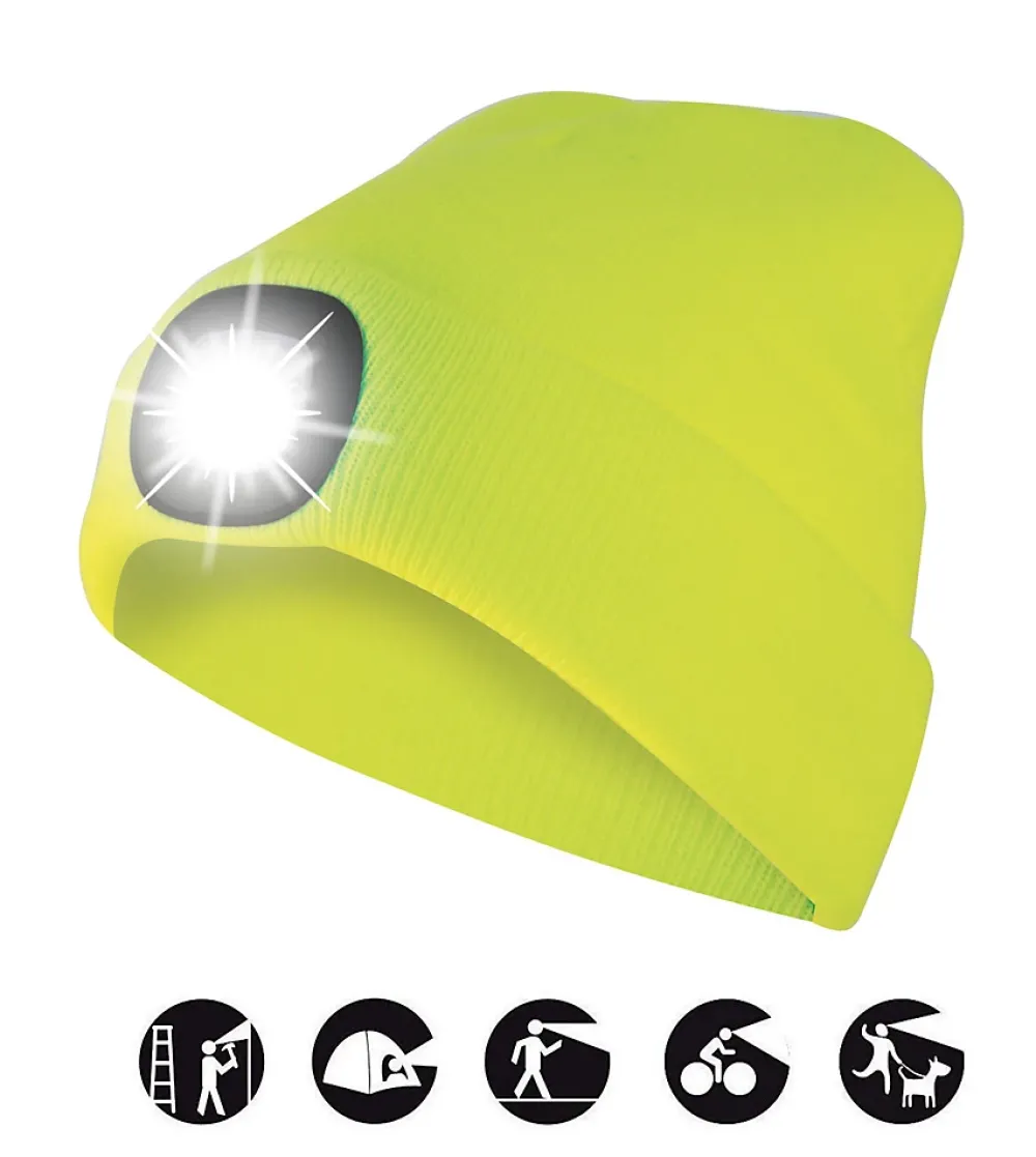 Velamp LIGHTHOUSE : Bonnet avec frontale LED rechargeable. Jaune fluo