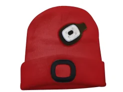 Velamp Lampe Frontale-LIGHTHOUSE: Bonnet avec lampe frontale LED rechargeable. Rouge