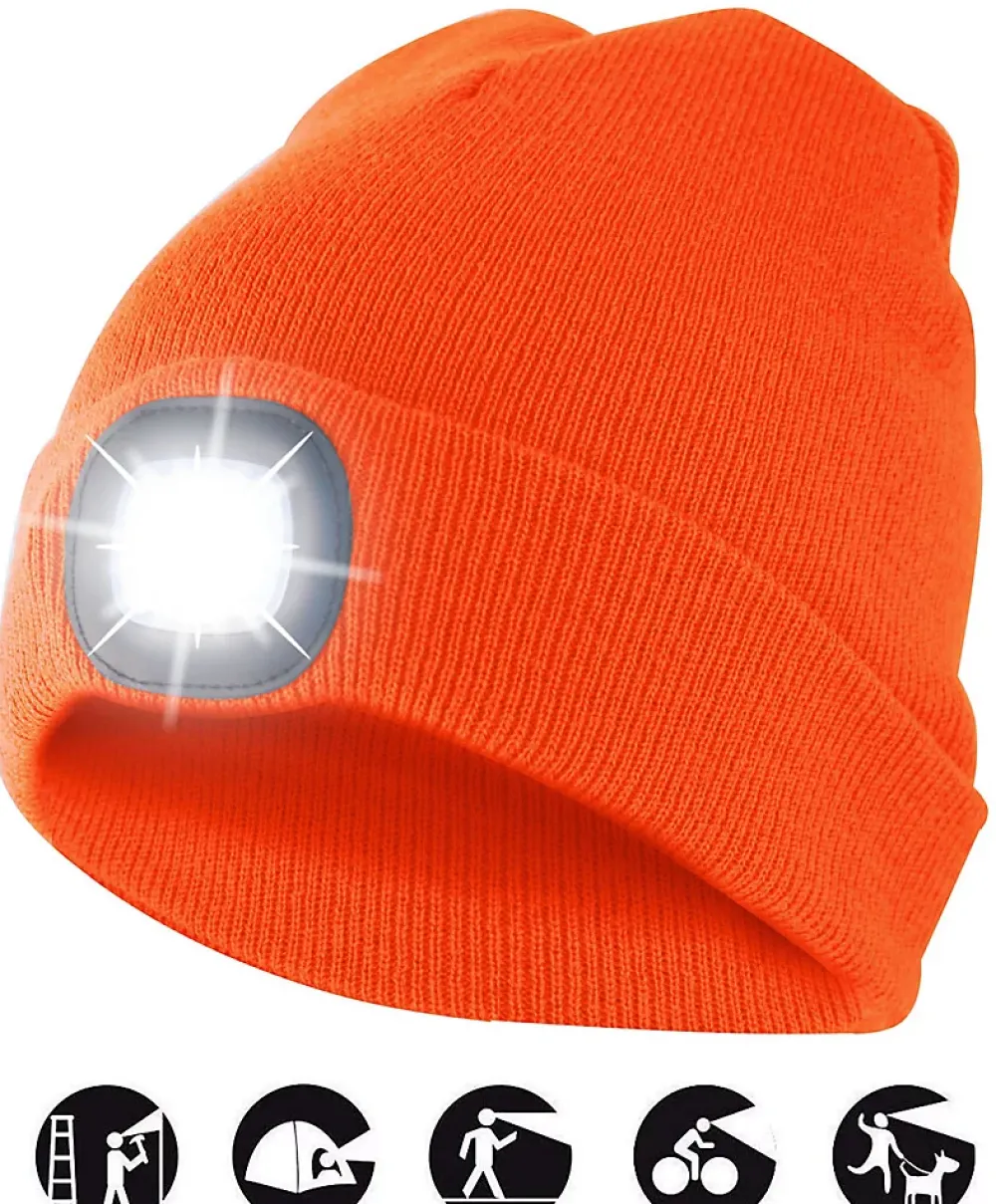 Velamp LIGHTHOUSE: Bonnet avec lampe frontale LED rechargeable. Orange