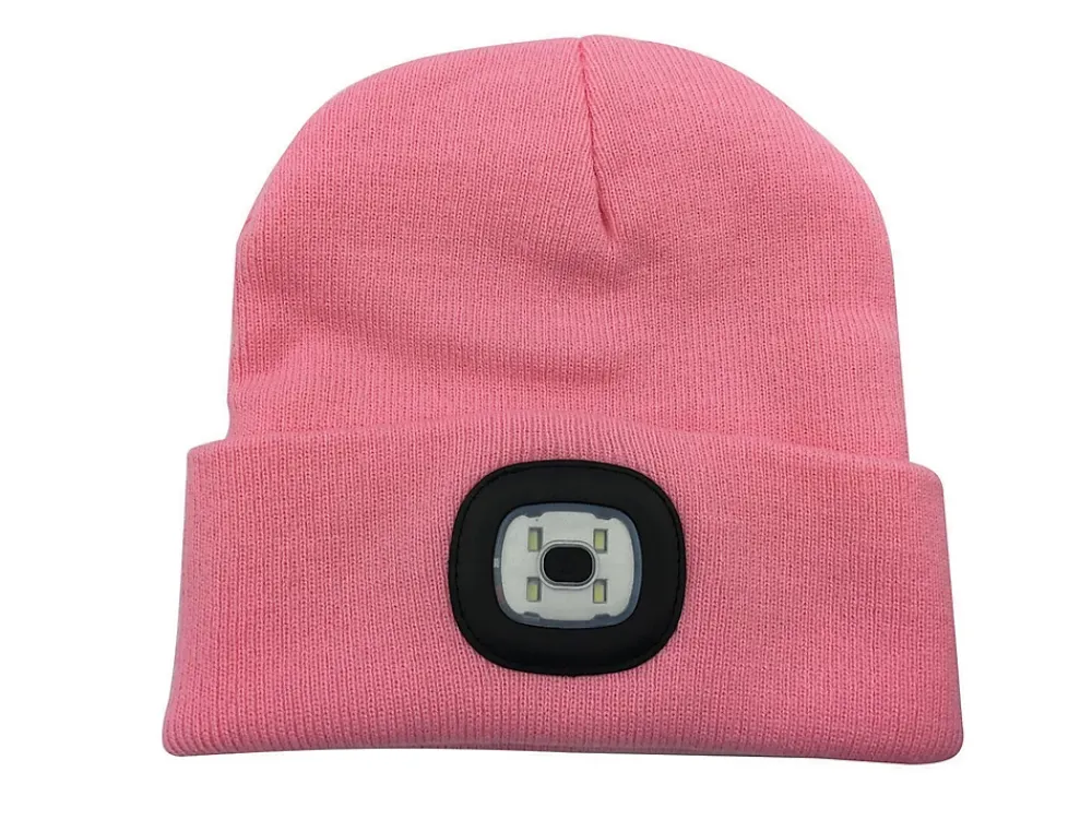 Velamp Lampe Frontale-LIGHTHOUSE: Bonnet avec lampe frontale LED rechargeable. Rose