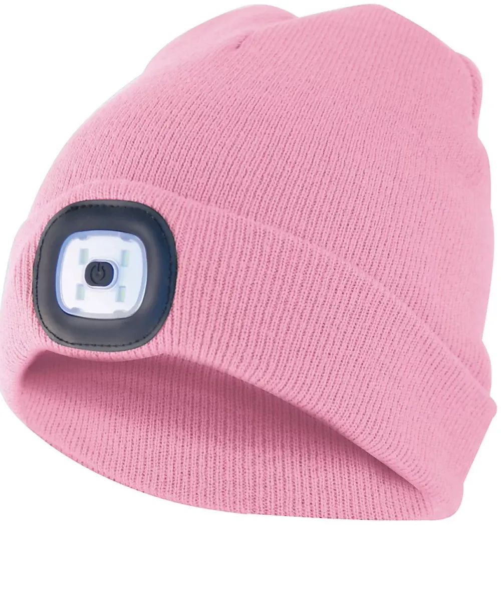 Velamp Lampe Frontale-LIGHTHOUSE: Bonnet avec lampe frontale LED rechargeable. Rose
