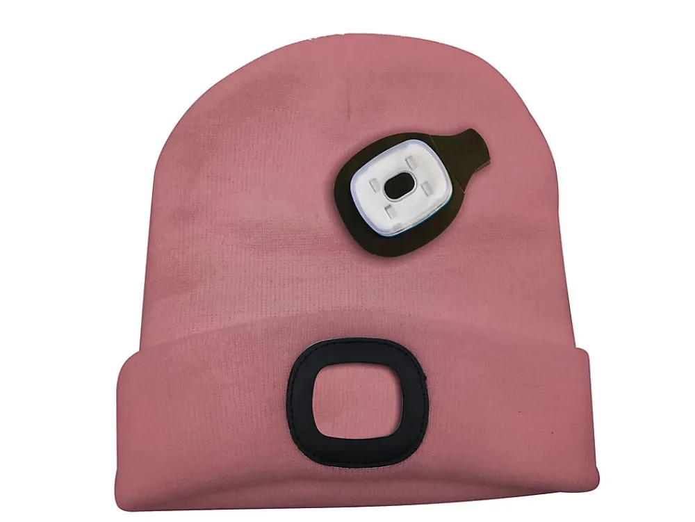 Velamp Lampe Frontale-LIGHTHOUSE: Bonnet avec lampe frontale LED rechargeable. Rose