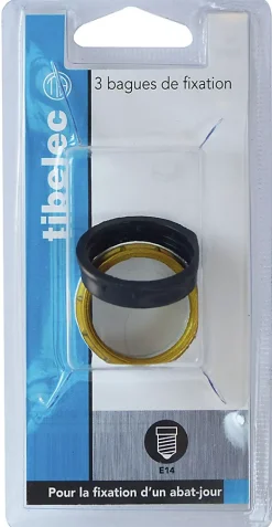 Tibelec Douille Électrique-Lot 3 bagues de fixation pour abat-jour pour douille E14 blanc noir or Ø35mm