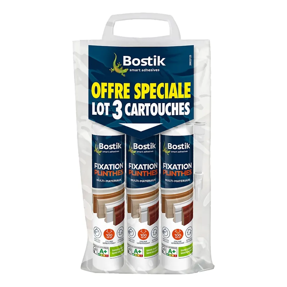 Bostik Lot 3 colle parquets Fixation Plinthes 310ml