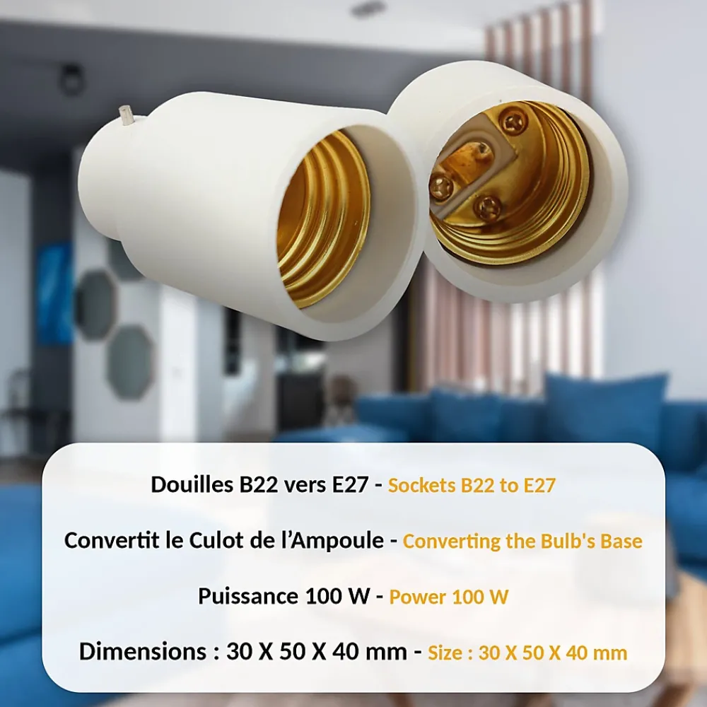 Fishtec Lot de 2 Adaptateur de Douille B22 vers E27