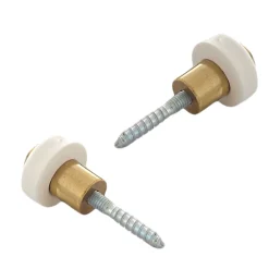 Civic Industrie Butoir De Porte-Lot de 2 butoirs luxe, corps laiton poli verni avec vis 2 filets T15. Diamètre 28mm, hauteur 30mm. Bague amortisseur blanche en él