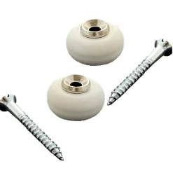 Civic Industrie Lot de 2 butoirs MADE IN FRANCE couleur nickelé avec vis. Corps en zamak et bague amortisseur blanche en élastomère. Diamètre 30mm