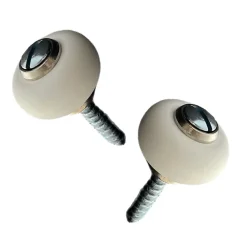 Civic Industrie Lot de 2 butoirs MADE IN FRANCE couleur nickelé avec vis. Corps en zamak et bague amortisseur blanche en élastomère. Diamètre 30mm
