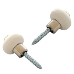 Civic Industrie Lot de 2 butoirs MADE IN FRANCE couleur argent avec vis. Corps en zamak nickelé et bague amortisseur blanche en élastomère. Diamèt