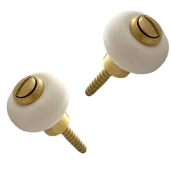 Civic Industrie Butoir De Porte-Lot de 2 butoirs sol en zamak laitonné avec vis. Diamètre 30mm, hauteur 30mm. Bague amortisseur en élastomère blanc (caoutchouc).