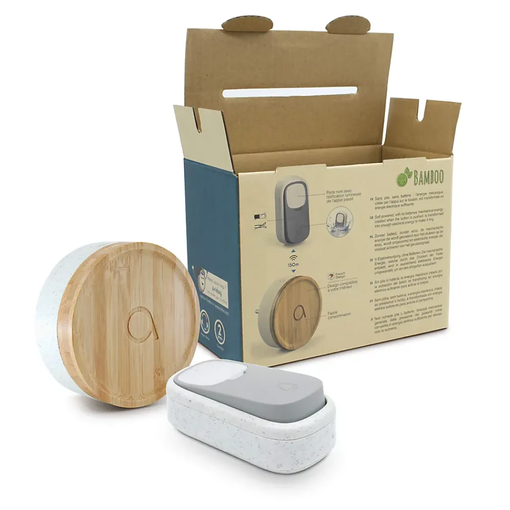 Avidsen Sonnette Et Carillon-Lot de 2 Carillons et 2 boutons sans fil sans pile Bamboo