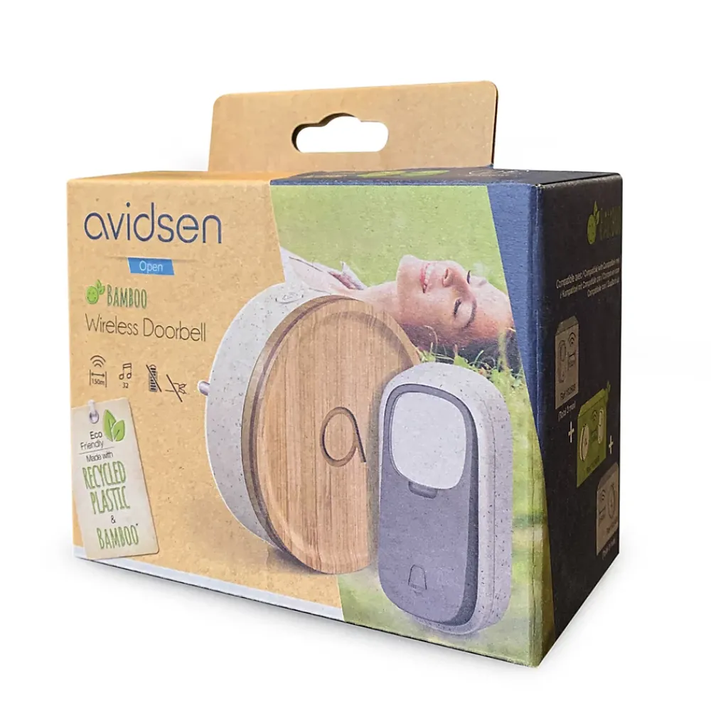 Avidsen Sonnette Et Carillon-Lot de 2 Carillons et 2 boutons sans fil sans pile Bamboo