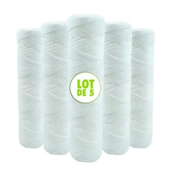 Toodo Filtre Anti Calcaire-Lot de 5 Cartouches Bobinée Filtre à Eau Anti Sédiments 9 pouces 3/4 - 5 microns Compatibles Filtre 10 pouces