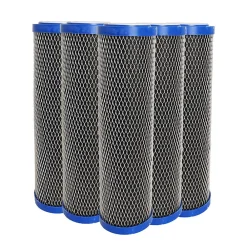 Toodo Filtre Anti Calcaire-Lot de 5 Cartouches 2 en 1 Filtre à Eau 9 pouces 3/4 - Anti sédiments + Charbon actif 5 microns Fabriqué en France